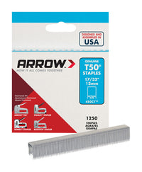 Arrow Fastener T50 3/8 in. W x 17/32 in. L 18 Ga. Flat Crown Heavy Duty Staples 1250 pk (Pack of 4)