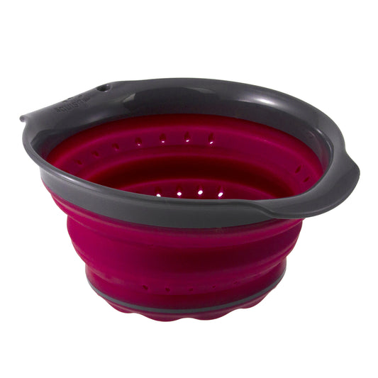 Squish Gray/Pink Polypropylene/TPR Dishwasher Safe Collapsible Colander 3-Cup Capacity