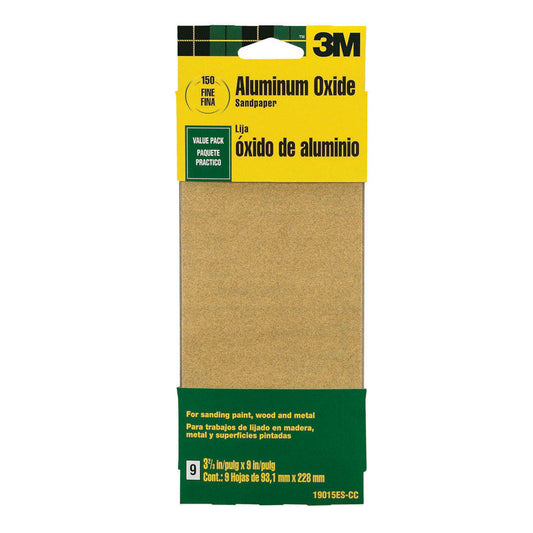 3M 9 in. L x 3-2/3 in. W 150 Grit Aluminum Oxide Sandpaper 6 pk (Pack of 10)