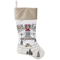 Dyno White/Warm Gray Tree Village Christmas Stocking 20 in. (Pack of 12)
