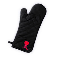Weber Grilling Glove Black Cotton with Heat Resistant Liner 15.8 in x 8.9 in Red Kettle Logo