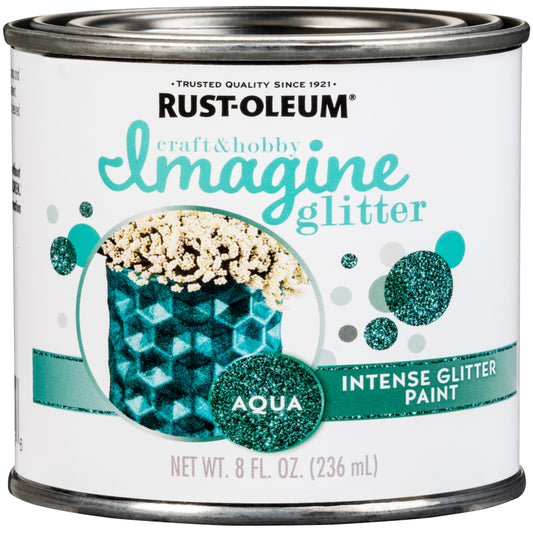Rust-Oleum Imagine Glitter Aqua Water-Based Glitter Paint Interior 50 g/L 8 oz (Pack of 4)