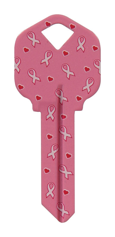Hillman Breast Cancer Awareness Pink Breast Cancer Ribbon House/Office Universal Key Blank Single  F (Pack of 6).