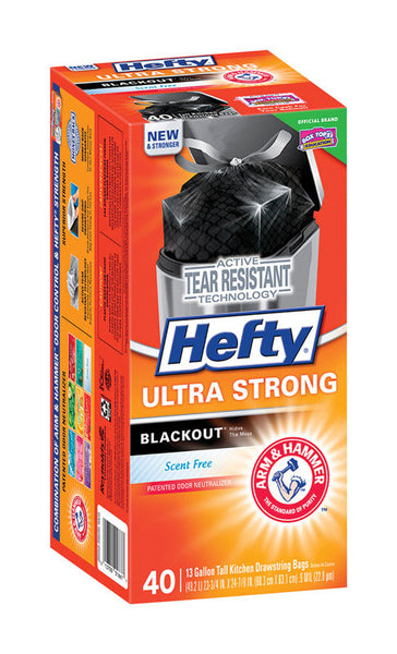 Hefty Bags, Drawstring, Heavy Duty, 13 Gallon, Extra Large - 40 bags