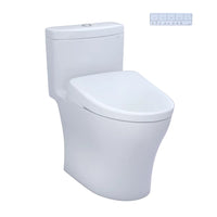 TOTO® WASHLET®+ Aquia® IV One-Piece Elongated Dual Flush 1.28 and 0.9 GPF Toilet with Auto Flush S7A Contemporary Bidet Seat, Cotton White - MW6464736CEMFGNA#01