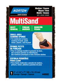 Norton MultiSand 4 in. L x 2-3/4 in. W x 1 in. 36/80 Grit Coarse/Medium 2-Sided Sanding Sponge
