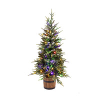 Celebrations 4 ft. Full LED 150 ct Maclura Pine Sparkle w/Barrel Stand Christmas Tree