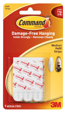 3M Command White Foam 3 lbs. Capacity Large Adhesive Strips 2 L x 0.63 W in. for Indoor
