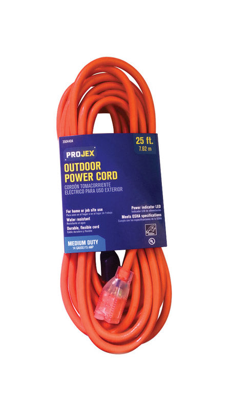 Projex Indoor or Outdoor 25 ft. L Orange Extension Cord 14/3 SJTW