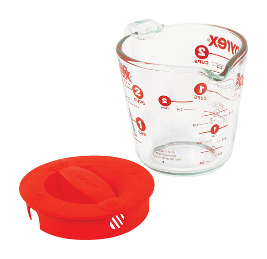 Pyrex 2 Glass/Plastic Clear/Red Measuring Cup (Pack of 6)