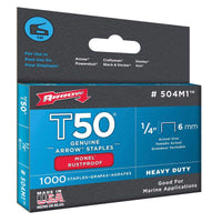 Arrow Fastener T50 3/8 in. W x 1/4 in. L 18 Ga. Flat Crown Heavy Duty Staples 1000 pk (Pack of 5)