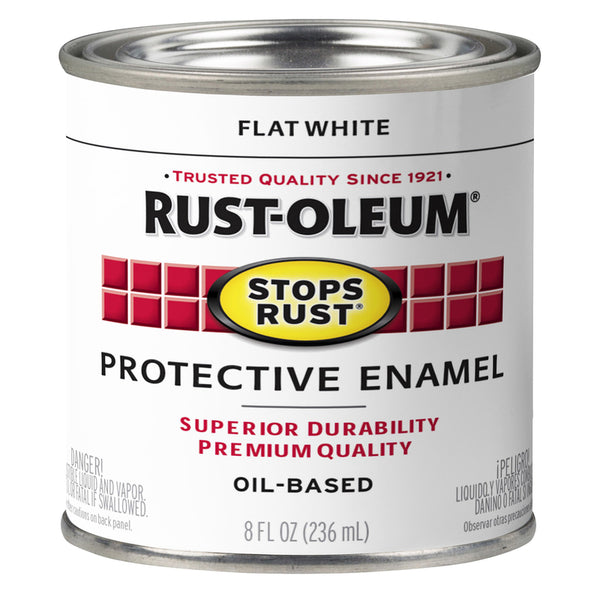 Rust-Oleum Stops Rust Indoor and Outdoor Flat White Oil-Based Enamel Rust Prevention Paint 0.5 pt.