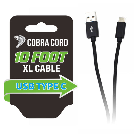 Diamond Visions Inc Cobra Cord Black USB Type-C Charging Cable 10 L ft. (Pack of 12)