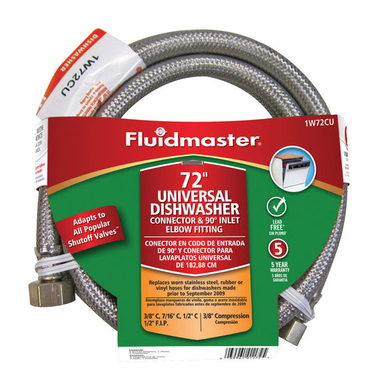 Fluidmaster 3/8 in. Compression X 1/2 in. D FIP 72 in. Stainless Steel Dishwasher Supply Line