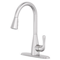 Oak Brook Brushed Nickel 1-Handle 1.8 GPM High Arc Pulldown Kitchen Faucet with Lever Handle