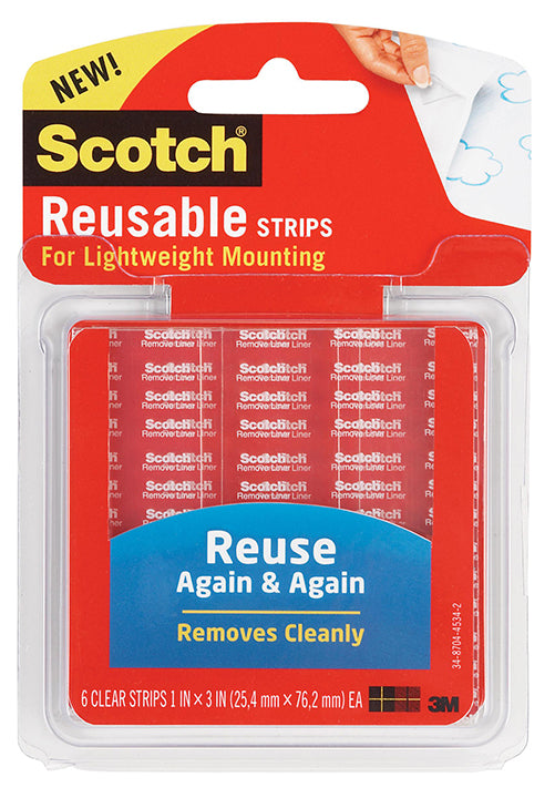 3M R101 1" X 3" Reusable Mounting Strips (Pack of 6)