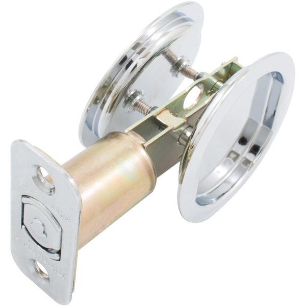 Round Pocket Door Lock, Passage (Hall/Closet) Latch, 2-3/4 inch Backset, RCL, Polished Chrome by Stone Harbor Hardware (A) - Deal of The Week