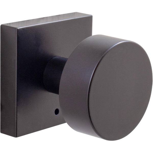Bonn Door Knob with Square Rosette, Privacy (Bed/Bath) Latch, Matte Black by Stone Harbor Hardware