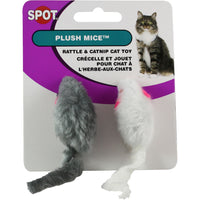 Spot 2957 4.5 Plush Mice With Rattle & Catnip Cat Toys Assorted Colors 2 Count