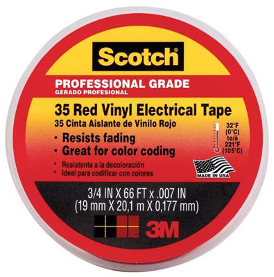 Scotch 3/4 in. W x 66 ft. L Red Vinyl Electrical Tape (Pack of 10)