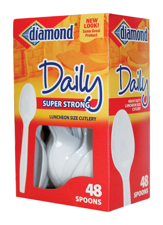 Diamond White Plastic Heavy Duty Spoons 48 pk (Pack of 12)