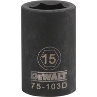 DeWalt 15 mm X 1/2 in. drive Metric 6 Point Impact Socket 1 pc