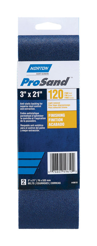 Norton ProSand 21 in. L X 3 in. W Zirconia Alumina Cloth Portable Sanding Belt 120 Grit Medium 2 pk