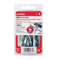 Hillman 1/8 in. Dia. x 1/8 Long in. L Metal Pan Head Hollow Wall Anchors 20 pk (Pack of 5)