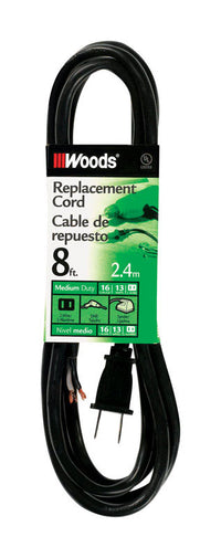 Woods  16/2 SJTW  125 volt 8 ft. L Power Cord