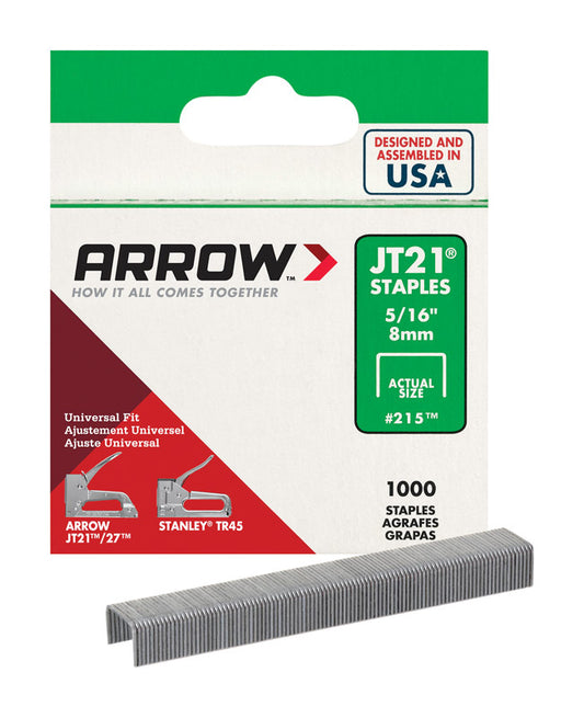 Arrow Fastener JT21 7/16 in. W x 5/16 in. L 23 Ga. Wide Crown Light Duty Staples 1000 pk (Pack of 5)