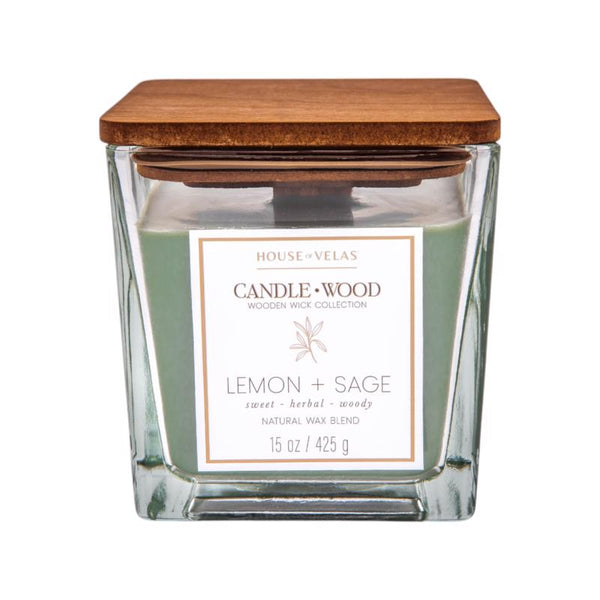 Vela aromática House of Velas Candlewood Green Lemongrass Sage 15 oz (Paquete de 4)