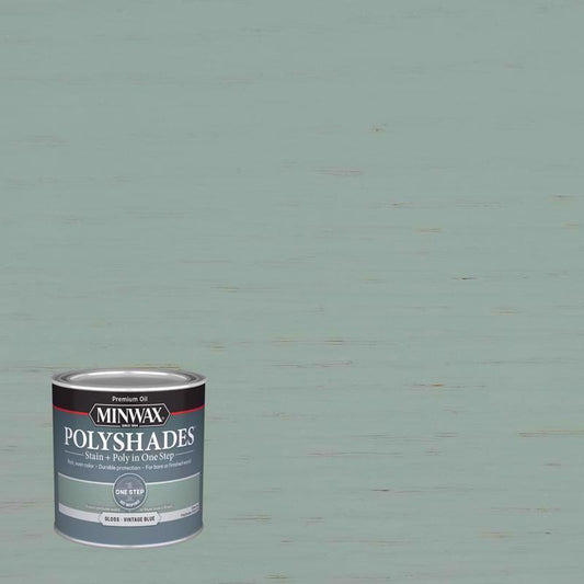Minwax PolyShades Semi-Transparent Gloss Vintage Blue Oil-Based Polyurethane Stain and Polyurethane (Pack of 4)