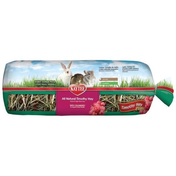 KAYTEE Timothy Hay Plus with Cranberries High Fiber Small Animal Treat for Rabbits, Guinea Pigs, Chinchillas 24 oz