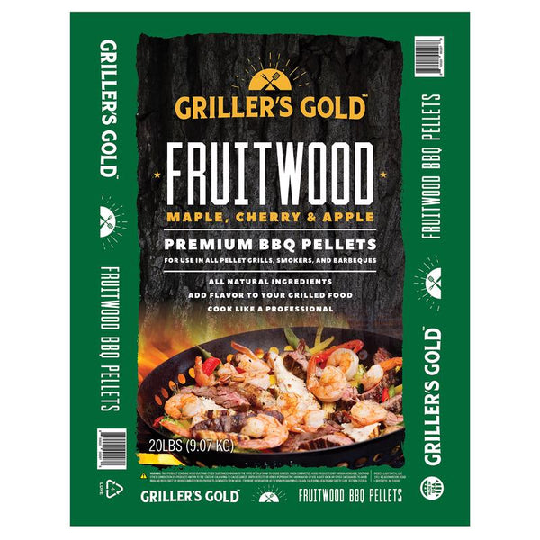 Pellets de madera para barbacoa de madera de frutas totalmente naturales de Griller's Gold, 20 lb