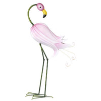 Alpine Iron Pink 33 in. Hibiscus Flamingo Statue