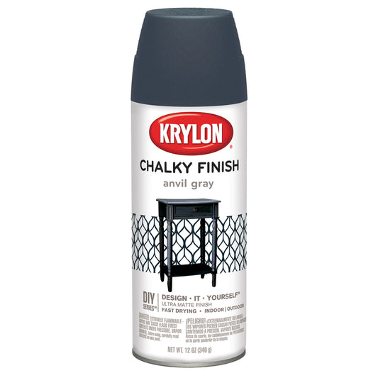 Krylon K04104000 12 Oz Anvil Gray Chalky Finish Spray Paint (Pack of 6)