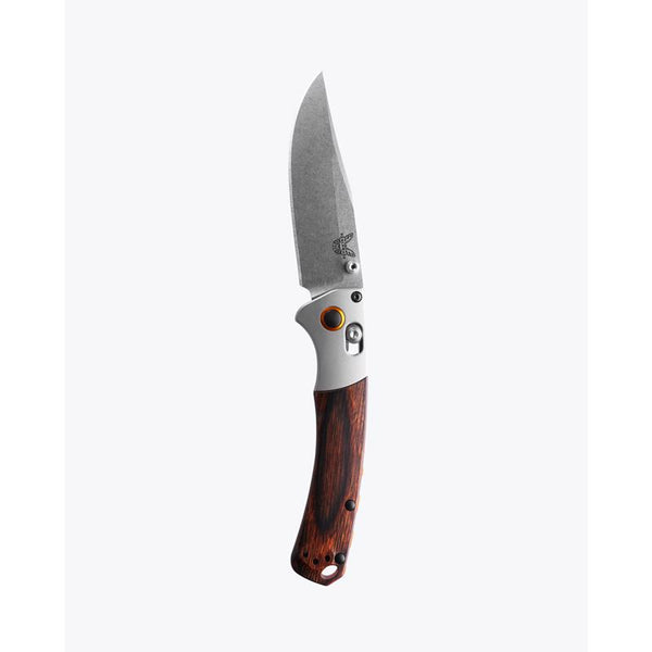 Cuchillo plegable Benchmade Dark Brown Wood de acero S30V, aluminio gris y madera > 6 in.