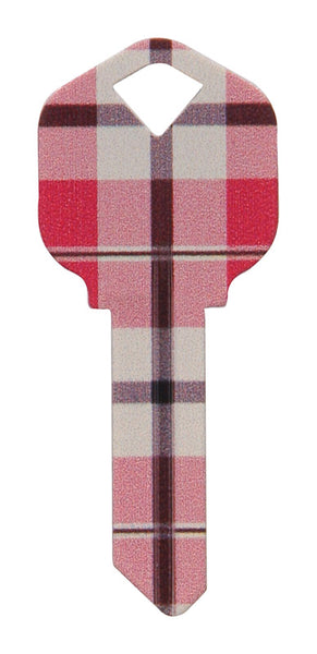 Llave en blanco universal Hillman Wackey Plaid para casa u oficina (paquete de 6).