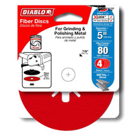 Diablo 5 in. Aluminum Oxide Center Mount Fiber Disc 80 Grit Medium 4 pk