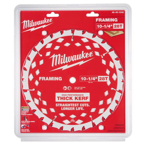 Milwaukee 10-1/4 in. D X 5/8 in. Carbide Circular Saw Blade 28 teeth