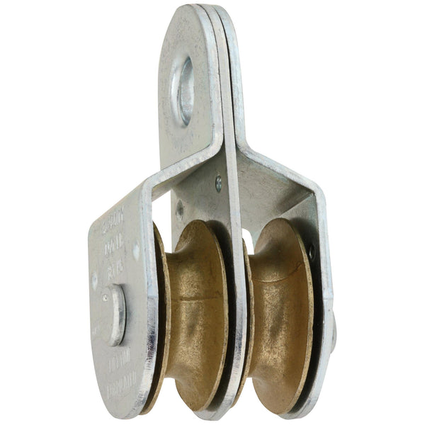 Polea doble fija 3214BC de 1-1/2", resistente a la intemperie, galvanizada