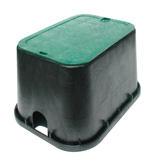 NDS 16 in. W X 12-1/4 in. H Rectangular Valve Box with Overlapping Cover Black/Green