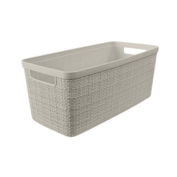 Canasta tejida Curver Slim apilable, beige, de 6.8 L, 5.7 in. de alto X 13.6 in. de ancho X 6.7 in. de profundidad (paquete de 4)
