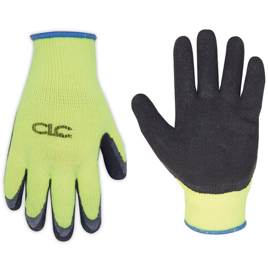 CLC Hi-Viz XL Polyester/Acrylic Latex Dipped Palm Black/Green Cold Weather Gloves