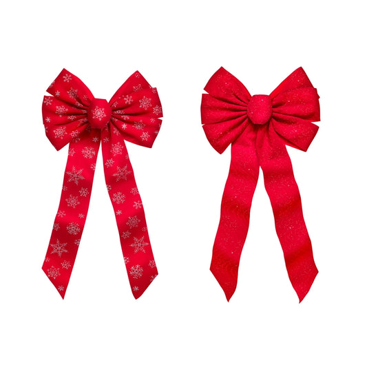 Holiday Trims Christmas Bow Assortment Red/Silver Velvet 12 inch 1 pk (Pack of 12)