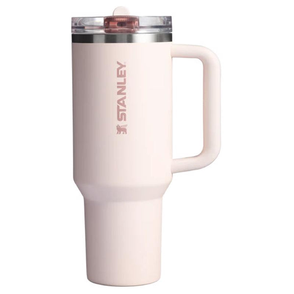 Vaso térmico con pajita Stanley The Quencher de 40 oz, color cuarzo rosa, sin BPA, con aislamiento al vacío de doble pared