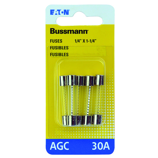 Bussmann 30 amps AGC Glass Tube Fuse 5 pk
