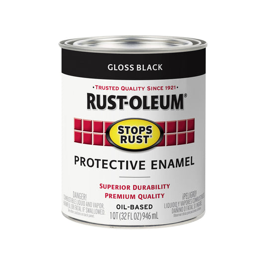 Rust-Oleum Stops Rust Indoor and Outdoor Gloss Black Rust Prevention Paint 1 qt.