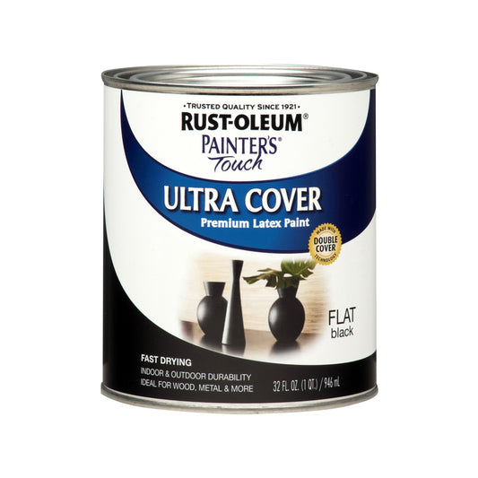 Rust-Oleum Painters Touch Ultra Cover Flat Black Paint Indoor and Outdoor 250 g/L 1 qt.