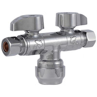 SharkBite 1/2 in. Compression X 3/8 in. Compression Brass Dual Shut-Off Valve - Open Box